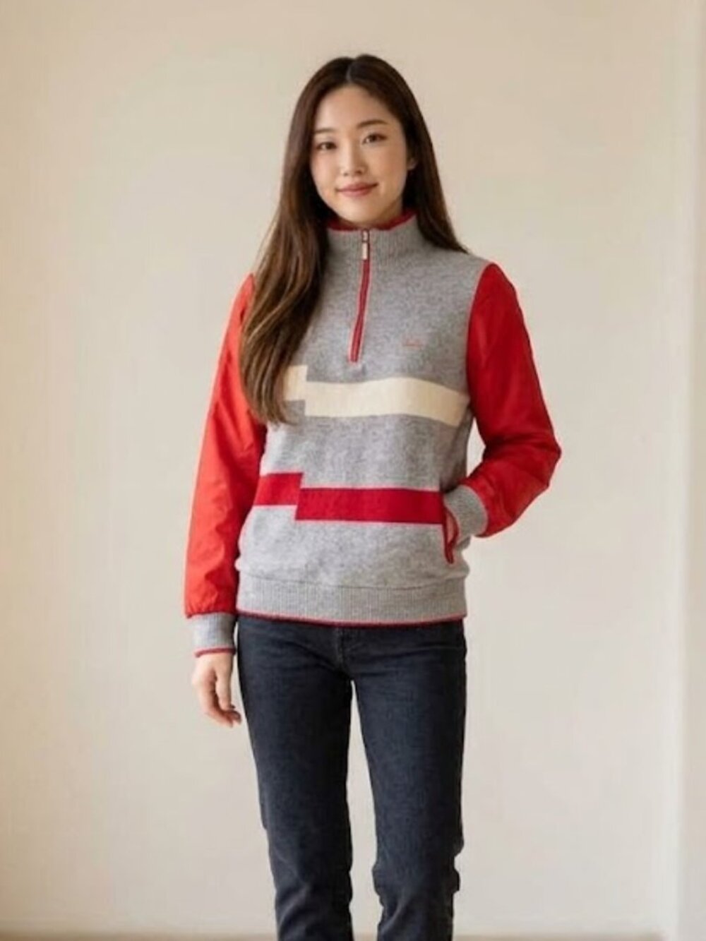 PGA Tour Reversible 1/2 Zip Wool Blend Pullover Sweater Women Size Small